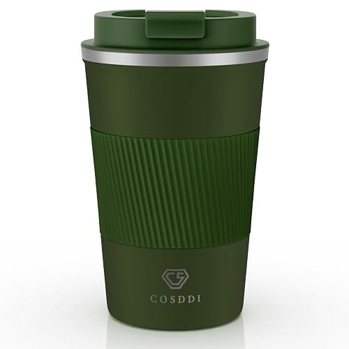 CS COSDDI Thermobecher- Isolierbecher, Edelstahl Travel Mug, 13oz/380ml Vakuum auslaufsicher Reisebecher mit Deckel, Autobecher, doppelwandig isoliert für, Wasser und Tee, Kaffee-to-go Becher - Image 1