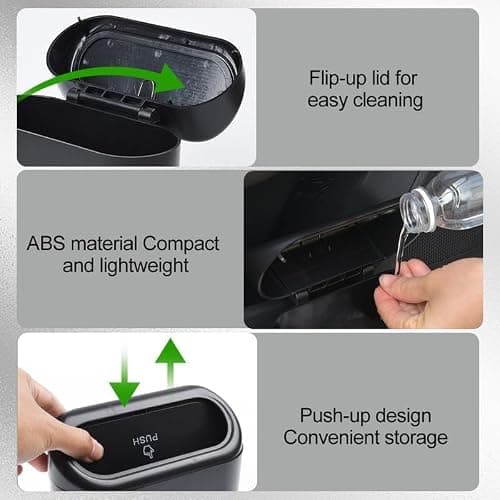 Mini Auto Dustbin Garbage Organizer, Car Trash Can with Lid, Car Garbage Trash Can Storage for Front Back Seat Accessories (1PCS) thumbnail 6