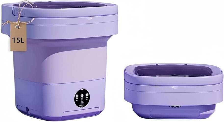 Portable washing machine,Mini Washer,15L upgraded large capacity foldable Washer.Deep cleaning of underwear, baby clothes and other small clothes.Suitable for apartments, dormitories, hotels.(Purple) - Image 1