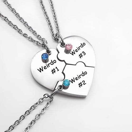 Lezmoii Friendship Necklace Matching Weirdo Heart Pendant Best Friend Necklace for Girls Women BFF Necklace Jewelry Gifts thumbnail 4