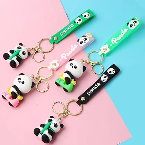 Ximimark 4 pcs Cute Bamboo Panda Keychain - Soft Rubber Pendant for Small Gifts and Hanging Ornaments thumbnail 8