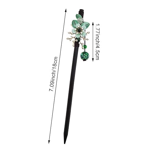 Arvintas 4 PACK Japanese Chinese Wooden Hair Stick, Hairpin with 4 Different Flower Styles, Retro Wooden Hair Accessories for Women Girls thumbnail 2