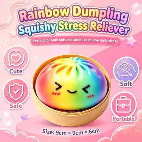 Big Rainbow Dumpling Squishy Mystery Box, Squishies Dumplings Soft Squeeze Desk Toy, Giant Jumbo Squishy Toys for Stress Relief Gifts Party Favors for Adults thumbnail 5