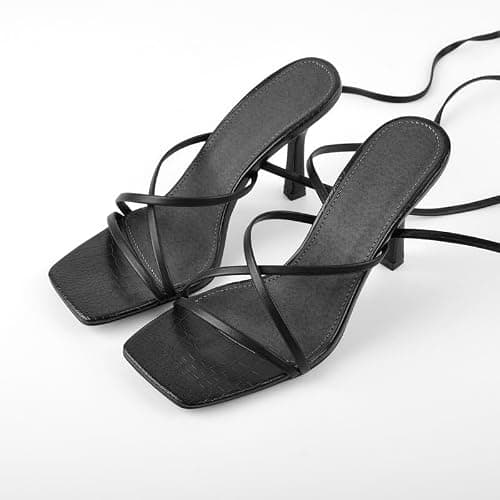 LISHAN Women's Stiletto High Heels Strappy Lace Up Sandals thumbnail 5