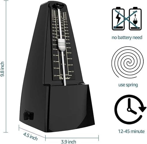 Ueteto Mechanical Metronome Black/Loud Sound Piano Drum Violin Guitar thumbnail 2