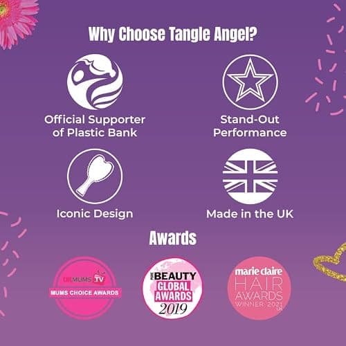 Hair Detangler Brush - Detangling Brush for Thick Hair with Soft Bristles, Angel Wing Design, & Long Handle - Water Resistant Tangle Angel Reborn Hairbrush for Shower & Hairstyling - Pink Sparkle thumbnail 4