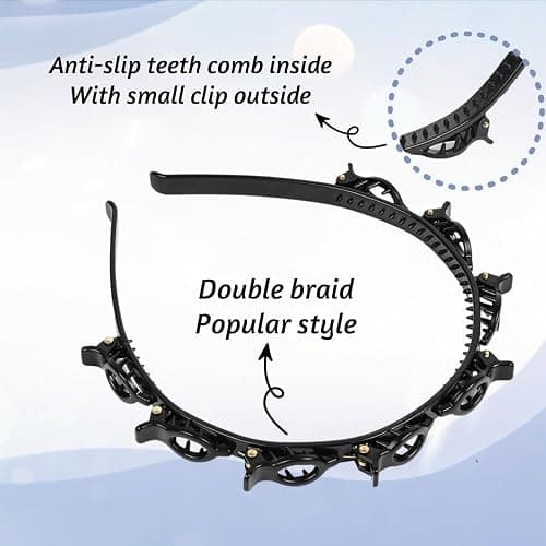 2 Pcs Braided Bangs Headband with Teeth, Professional Weaving Clip | Invisible Fringe Styling Tool for Women Girls, for Fine or Thick Hair thumbnail 3