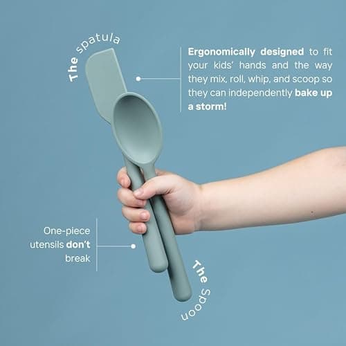 Tampoco Real Kids Cooking & Baking Set – Montessori Kitchen Tools for Real Cooking with Food-Safe Silicone Utensils – Functional & Fun Gift for Young Chefs thumbnail 3