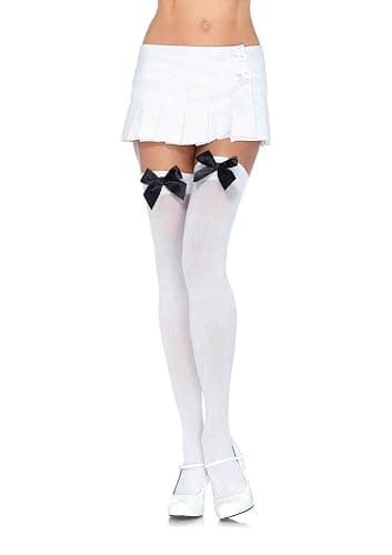 Leg Avenue womens Satin Bow Accent Thigh Highs thumbnail 5