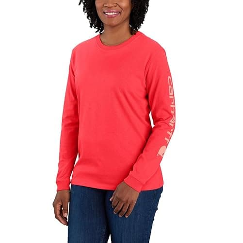 Carhartt Women's Loose Fit Heavyweight Long-Sleeve Logo Sleeve Graphic T-Shirt - Image 1