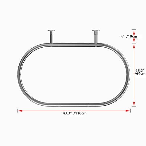 Sikaiqi Aluminum Alloy Oval Shower Curtain Rod Hoop Square Shape Bathroom Rod for Clawfoot Tub Free Standing Tubs (Silver: L 43.3, W 25") - Oval Aluminum-Silver thumbnail 2