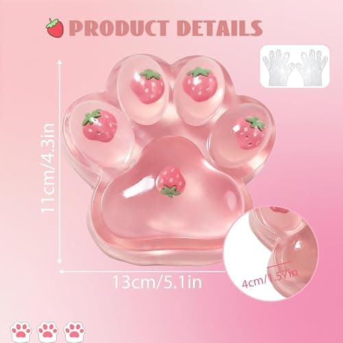 Chicooan Large Cat Paw Taba Squishy Big Squeeze Toys 5-inch Strawberry Pink Cute Fufu Squishy Sensory Stress Relief Fidget Toys for Party Favors Sensory Anxiety Toys for Adults (Strawberry) thumbnail 3