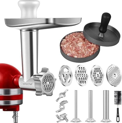 Meat Grinder Attachment for Kitchen Aid Stand Mixer, Burger Press | Food Accessories Included 4 Grinding Plates, 3 Sausage Stuffer Tubes, 2 Grinding Blades, Cleaning Brush thumbnail 3