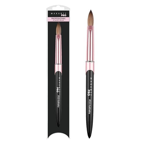 MakarttPro Kolinsky Acrylic Nail Brush Size 10 – 100% Pure Kolinsky Hair Nail Brush for Acrylic Application, Professional Nail Brush for Smooth Bead Control, Anti-Clogging, Acetone Resistant Handle thumbnail 3