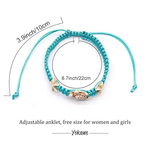 Yokawe Boho Turtle Anklets Bracelets Blue Starfish Summer Beach Waterproof Barefoot Sandals Jewelry for Women thumbnail 3