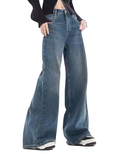 EMMIOL Baggy Jeans Wide Leg Jeans, Patchwork, Mid-Low Waist thumbnail 5