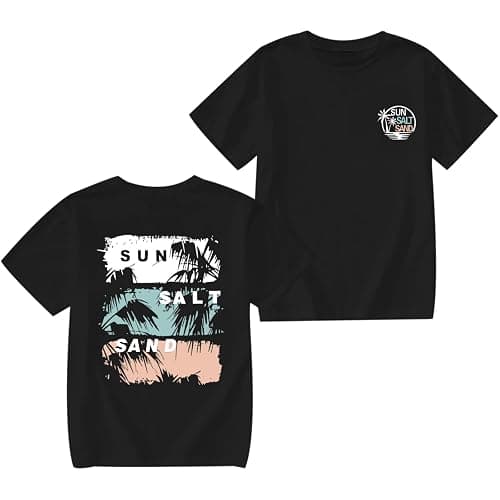 Zoemghc Girl's Hawaiian Graphic Tees Kids Cute Preppy Shirts Beach Tshirt Letter Printed Loose Fit Casual Summer Tops - Image 1