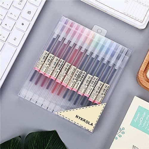 NYKKOLA Japanese Style Gel Ink Pen 0.5mm Colorful Fine Ballpoint Maker Pen for Office School Stationery Supply,Pack of 12, Assorted Colors thumbnail 2