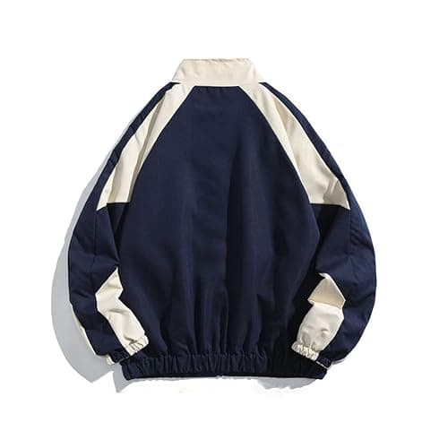 Minetom Damen Patchwork Farbblock Oversize Hip Hop Jacke Teenager Mädchen Mantel Sport Übergangsjacke Windbreaker College Jacke Sweatjacke thumbnail 3