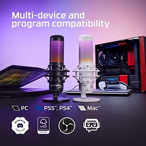 HyperX QuadCast S – RGB USB Condenser Microphone for PC, PS4, PS5 and Mac, Anti-Vibration Shock Mount, 4 Polar Patterns, Pop Filter, Gain Control, Gaming, Streaming, Podcasts, Twitch, YouTube, Discord thumbnail 6