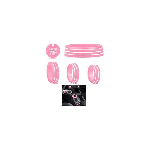 HDUFC for Ford Bronco Sport 2025-up (not Suitable for Bronco) Alloy car Interior Accessories, Shift knob Cover, Switch Button Cover, Headlight, Volume, 4WD knob Cover, 5-Piece Set (Pink) - Image 1