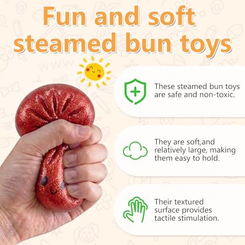 4Pcs Giant Dumpling Squishy, Dumpling Squeeze Toy,Giant Dumplings Glitter Box, Colorful Sensory Toys Stress Relief Ball, Squishy Toy with Steamer Box, Soft Squeeze Decompression Dough thumbnail 3