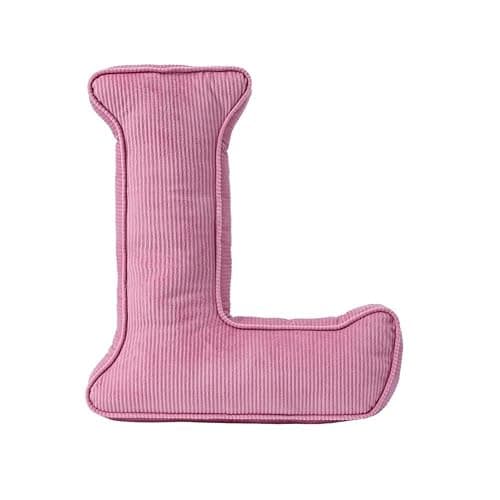 Pink Letter Plush Pillow, Letter Hugging Throw Pillows, Decorative Corduroy Initial Letter Shaped Throw Pillows, Letter Pillows English Alphabet A to Z for Sofa Bedroom Living Room Decor (L) - Image 1