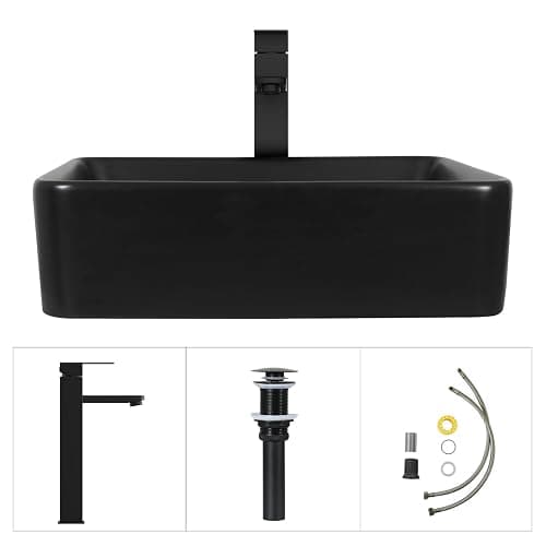 SOLIDEE 28'' Floating Bathroom Vanity with Sink, Wall Mounted Vanity, Black | Floating Bathroom Cabinets, Black handle, 1 Door, 1 Drawer & Open Shelf, Black Ceramic Sink thumbnail 6