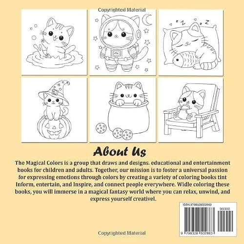 Cute Cats - Bold and Easy Coloring Book: 50 Fan & Simple Large Print Designs for Adults, Seniors and Kids to Relaxation (Simple Coloring Book) thumbnail 2