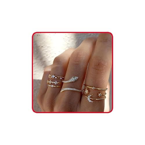 FUTIMELY Boho Retro Stackable Rings Sets for Women Knuckle Joint Finger Knuckle Nail Ring Sets Moon Stars Stack Preppy Statement Rings Cute Trendy Stuff Jewelry - Image 1