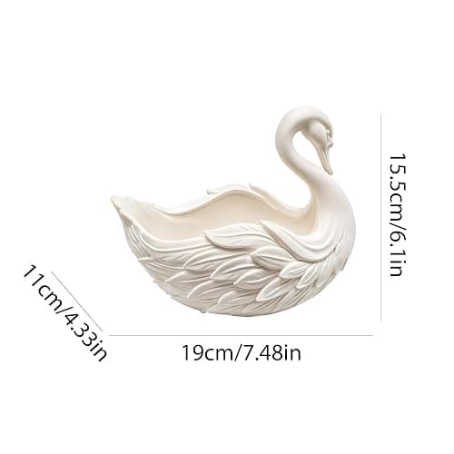 3D Printed Elegant Swan Organizer, Decorative Jewellery Tray, Makeup Holder | Hallway Bowl Resins Jewellery Dish Aesthetic Jewellery Bowl for Entryway Bedside Table Desk Office thumbnail 3