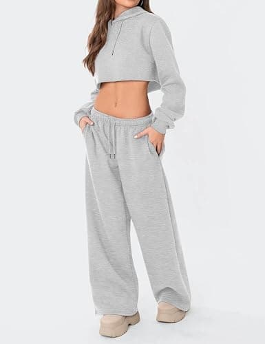 Ugerlov Sweatpants Women Wide Leg Fleece Lined Baggy Sweat Pants | Lounge Cotton Straight Leg High Waisted Trousers Comfort Cute Fall Winter Warm Gym Athletic thumbnail 4