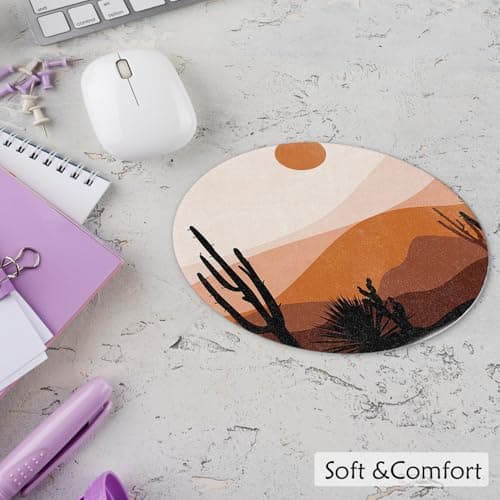 Qykwz Boho Western Cactus Mouse Pad, Abstract Boho Terracota Sun Desert Landscape Mousepad for Computers Laptop Home Office Dorm Desk Accessories, Western Office Supplies, 7.9x7.9 Inch thumbnail 5