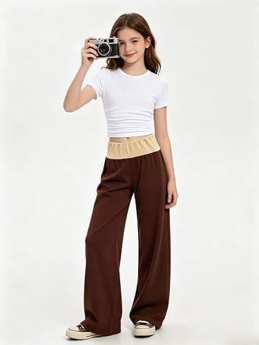Voxikodex Teen Girls Pants 2 Pack Wide Leg High Waist Sweatpants with Pockets Athletic Pants Size 9-16 Years thumbnail 2