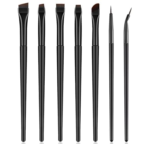 Rytrre 7 Pcs Eyeliner Brush, Angled Flat Definer Eye Liner Makeup Brushes, Ultra Fine Bent Pencil Point Eyeliner Brushes for Precision Liner - Image 1