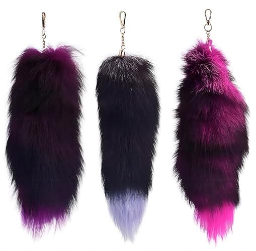 GorinsKani 3 Pcs Fluffy false Tail Cosplay Tail Handbag Keychain Costume for Kids Adult Hook pendant - Image 1