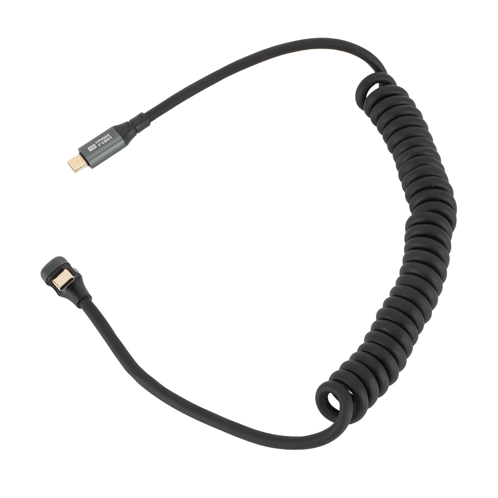 Cable USB C a USB C, Cable en Espiral de Resorte USB C a USB C Extensible de Doble Cabezal USB3.2 Portátil con Carcasa de Aleación de Aluminio para Concentrador (C macho a C thumbnail 5