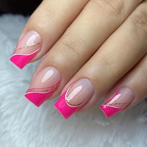 6 Packs (144 Pcs) Press on Nails Short Square Fake Nails Flower False Nails with Designs Spring Summer Floral Glue on Nails Full Cover Glossy Acrylic Stick on Nail for Women Manicure thumbnail 2