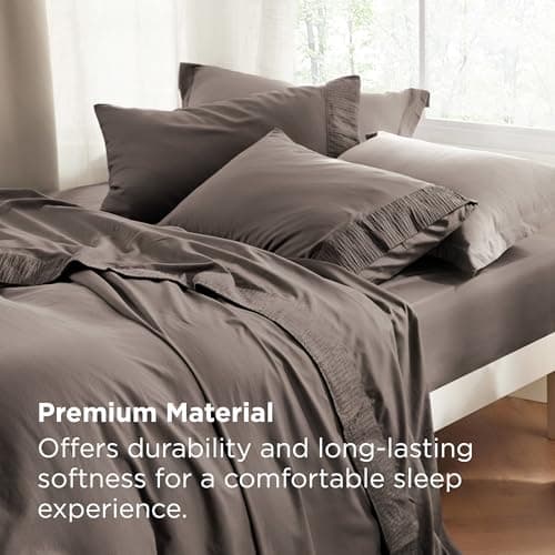 Bedsure Queen Sheet Set - 4 Pieces Soft Queen Size Sheets - Breathable & Cooling - Hotel Luxury - Easy Care Polyester Microfiber Bedding for Kids, Women, Men, Taupe Gray thumbnail 5