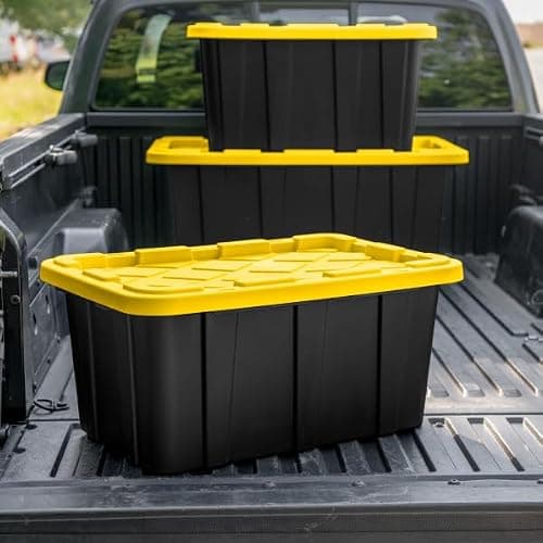 Sterilite 6-Pack Industrial Tote, Plastic Storage Container Bins with Lids, 27 Gallon - Heavy-Duty Organizing Containers for Closet, Bathroom, and Office thumbnail 9