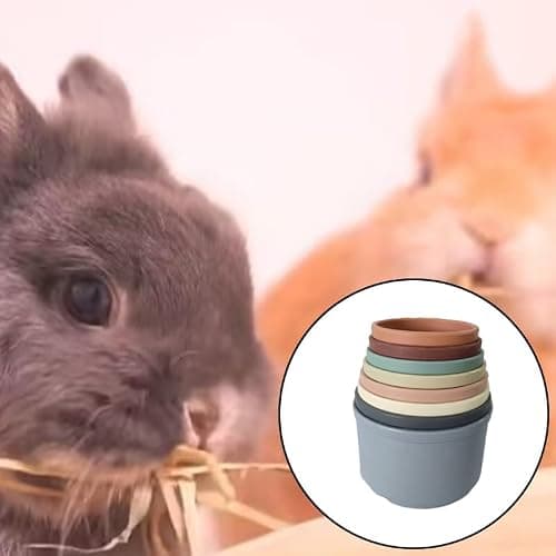 Ainiveiya 8 Pcs Stacking Cups for Rabbits & Small Animals, Colorful Plastic Nesting Toys for Bunny, Guinea Pig, Hamster to Hide Food and Interactive Play thumbnail 4