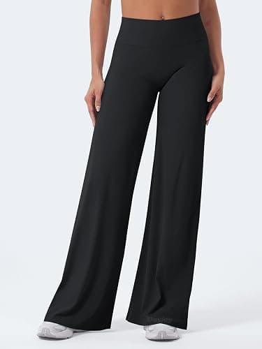 VOYJOY Straight Leggings Bottoms Wide Leg Pants for Women 29"/ 31.5"/33" High Waist Stretch Casual Sweatpants thumbnail 6