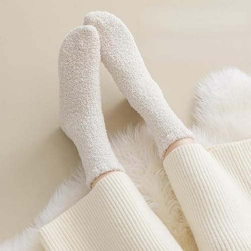 7 Pair Fuzzy Socks for Women Aesthetic Fluffy Warm Slipper Socks Preppy Thick Cute Long Socsk Winter Christmas Socks thumbnail 7