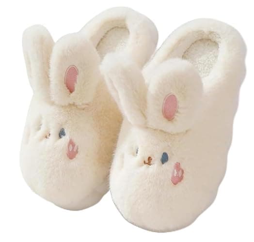 Uewidiod Women's Cute Rabbit Warm Plush Comfortable Indoor Anti slip Home Thick Sole Winter Soft Cotton Slippers - Image 1