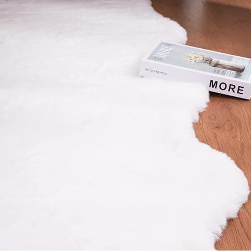 Ghouse Soft Faux Sheepskin Fur Rug 2x4 White Fluffy Bedside Rugs Plush Rug Shag Nursery Carpet Area Rugs for Living Room Bedroom Playing Room Decor thumbnail 7