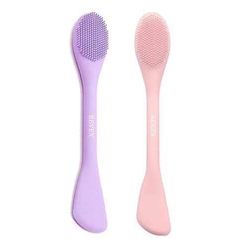 REVEX Pore Cleaning Brush,Face Scrubber,Exfoliating Pore Scrubber,2Pcs Silicone Face Mask Applicator,Mask Applicator Tool for Facial Mud,Face Brush for Women Men.(Pink+PurPle) - Image 1