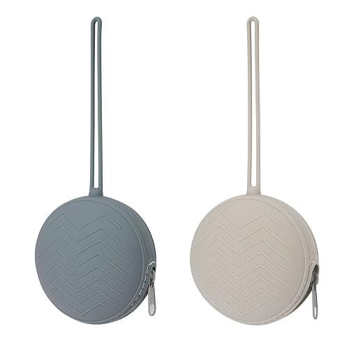 Nupoopy 2 Pack Silicone Pacifier Holder Case, BPA-Free Silicone Newborn Pacifier Pouches for Baby Boys & Girls, Portable Silicone Pacifier Container Case (Light Grey/Tradewinds) - Image 1