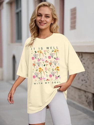 Christian Faith Tshirt Oversized Jesus Shirts for Women Trust in The Lord Saying Tee Tops thumbnail 2