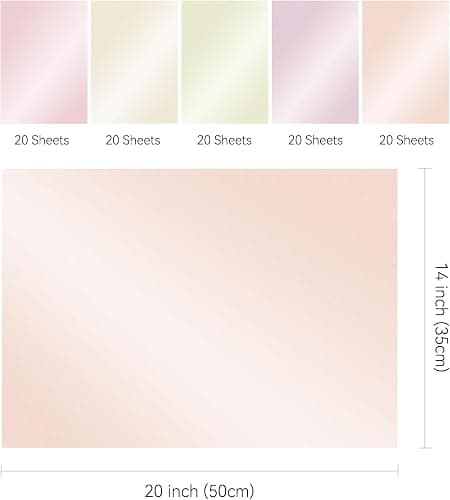 UNIQOOO 100 Sheets Pearl Colorful Gift Tissue Paper Bulk, 5 Colors Pastel Gift Wrapping Paper for Easter Gift Bags Box DIY Craft, Wedding Birthday Party Favor Decor, Shredded Filler, Pinata, 20X14in thumbnail 3