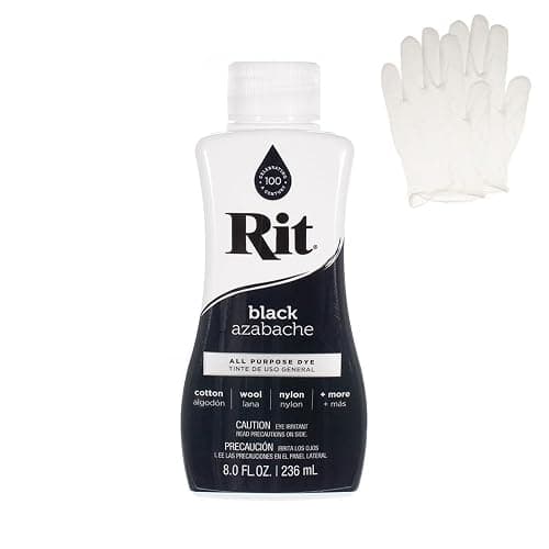 Rit Dye – Liquid Fabric Dye for Crafting, Clothing, and Décor – 8 oz. Bottle – Black (Gloves Included) - Image 1